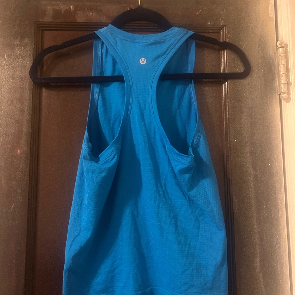 lululemon athletica Blue high neck Tank Top